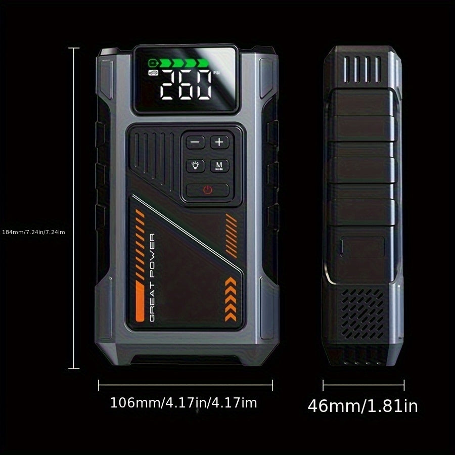 Arrancador de Emergencia para Vehículos 12000mAh + Compresor de Aire 150PSI