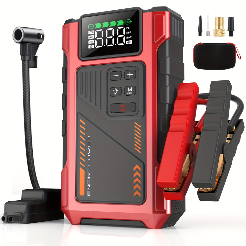 Arrancador de Emergencia para Vehículos 12000mAh + Compresor de Aire 150PSI