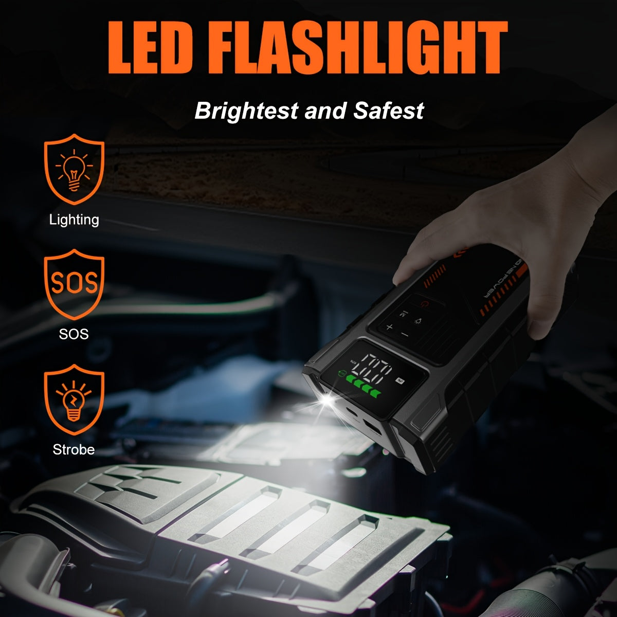 Arrancador de Emergencia para Vehículos 12000mAh + Compresor de Aire 150PSI