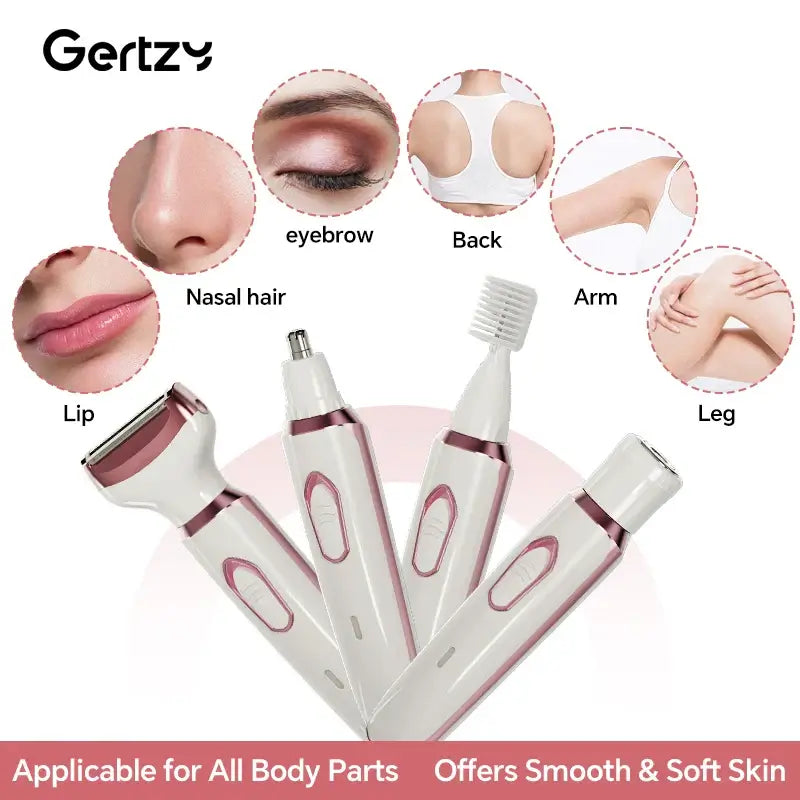 Afeitadora Mujer 4 en 1...Rostro, Nariz, Piernas y Brazos