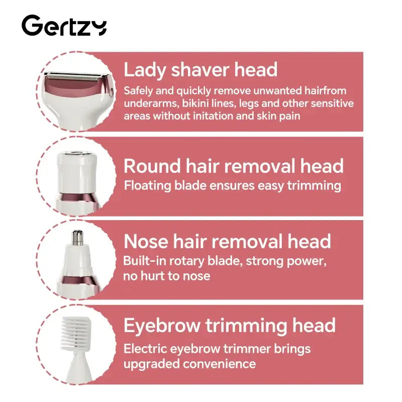 Afeitadora Mujer 4 en 1...Rostro, Nariz, Piernas y Brazos