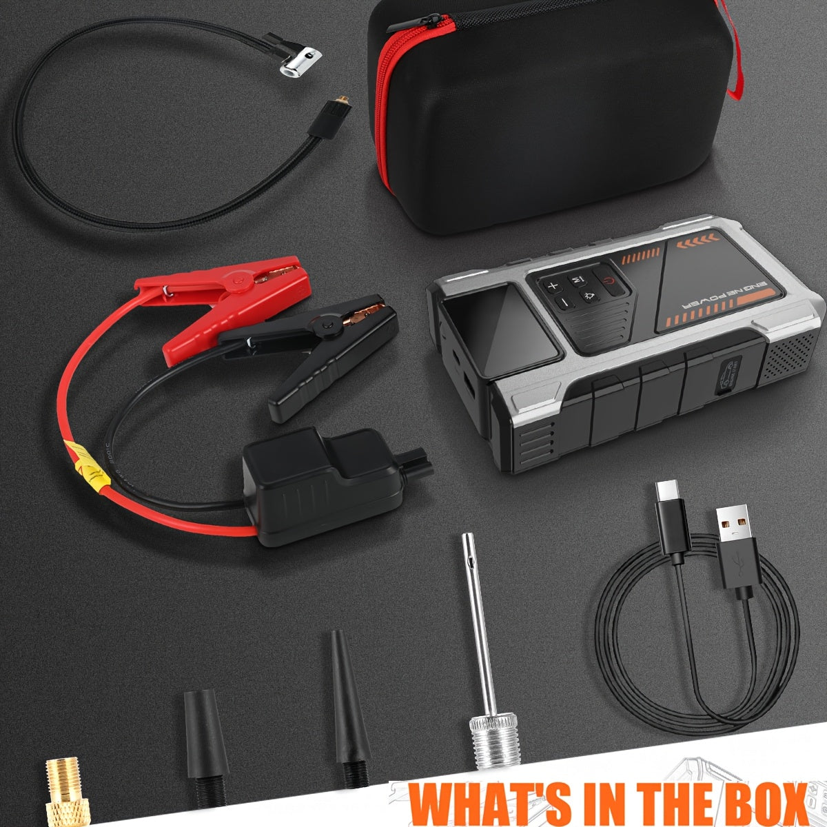 Arrancador de Emergencia para Vehículos 12000mAh + Compresor de Aire 150PSI